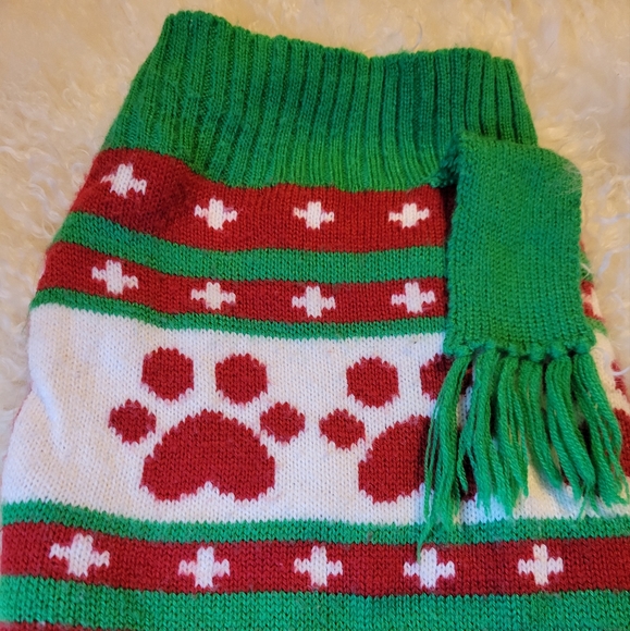 HOST PICK 😊 Vtg Dog Sweater Scarf Christmas Winter Cozy Soft Slip On Sz M - Picture 2 of 9